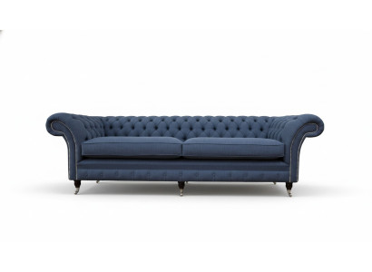 Ontwerp Chesterfield Bankstel 4-zits Stof Bank Blauw Bekleding Woonkamer