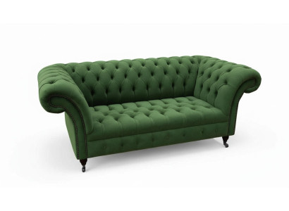 Chesterfield kantoor zitmeubelen inrichting bank bankstel 2 zits textiel groen
