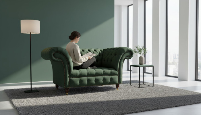 Groene fauteuil bank bank bekleding luxe klassieke textielen banken nieuw