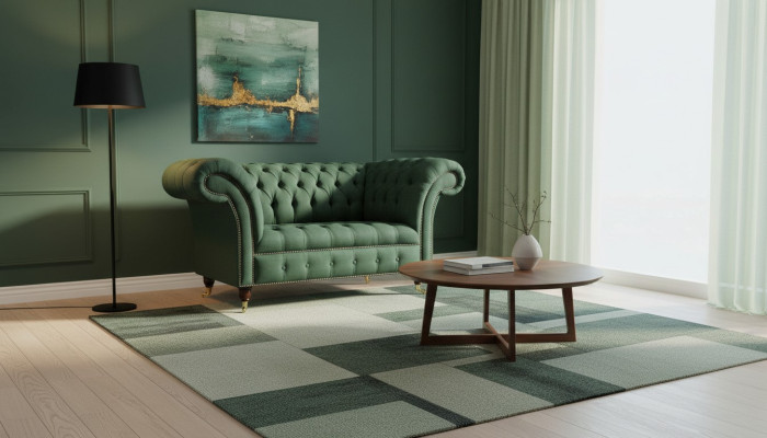 Groene fauteuil bank bank bekleding luxe klassieke textielen banken nieuw