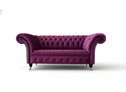 Engelse Chesterfield kantoor zitmeubelen inrichting sofa bank 2 zit paars