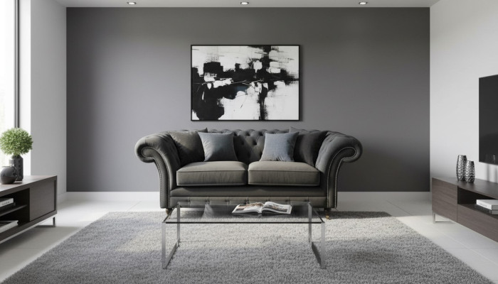 Chesterfield Zwart 2-zits Bank Beklede Banken Design Bank Textiel