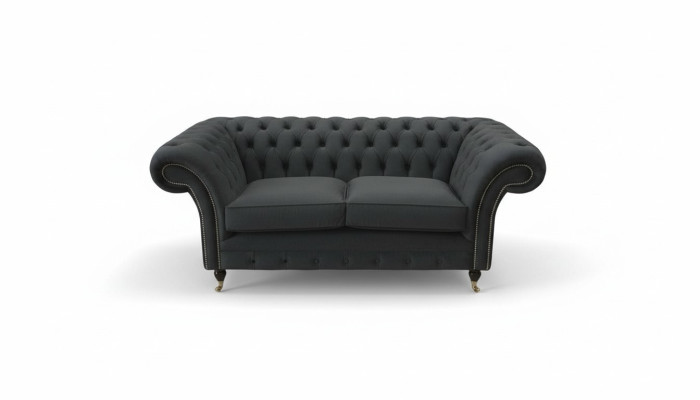 Chesterfield Zwart 2-zits Bank Beklede Banken Design Bank Textiel