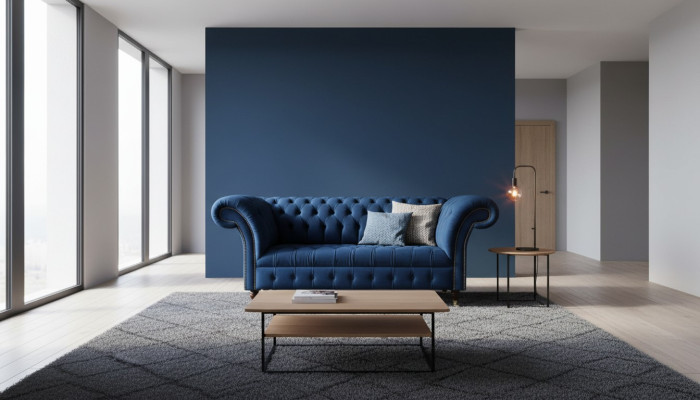 Engels Chesterfield kantoor zitmeubilair inrichting sofa bank 2-zits koningsblauw