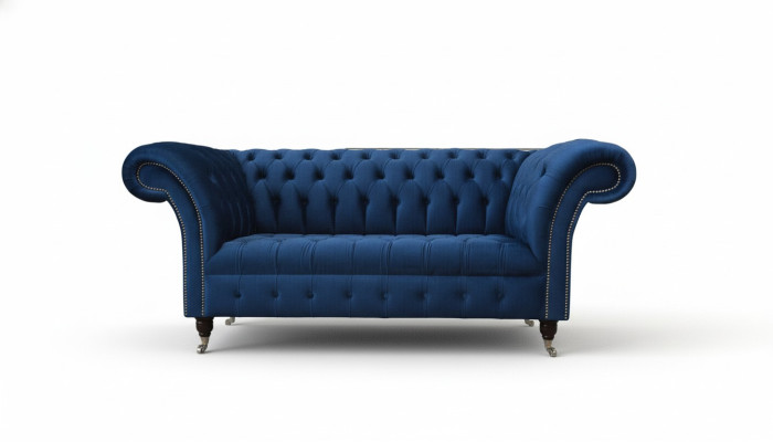 Engels Chesterfield kantoor zitmeubilair inrichting sofa bank 2-zits koningsblauw