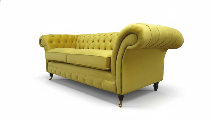 Textiel 3-zits Blauwe Stoffen Designbank Bekleding 230cm Bank Chesterfield
