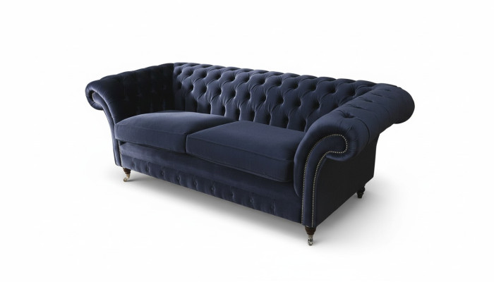 Klassieke Chesterfield woonkamer fluwelen bank Blauw 3-zits textielbanken