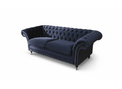Klassieke Chesterfield woonkamer fluwelen bank Blauw 3-zits textielbanken