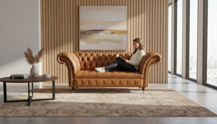 Chesterfield Stof Bank Textiel Banken Kantoorinrichting Engelse Meubelen