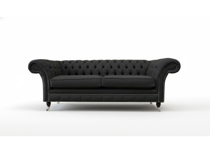 Woonkamerbank Chesterfield bank driezitter design zwart meubilair nieuw