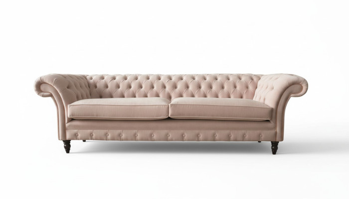 Rosa vierzits gestoffeerde bank, 4-zits meubel, grote banken, sofa 245cm nieuw