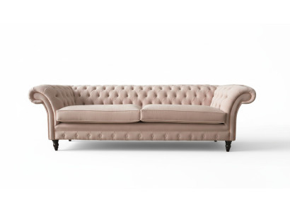 Rosa vierzits gestoffeerde bank, 4-zits meubel, grote banken, sofa 245cm nieuw