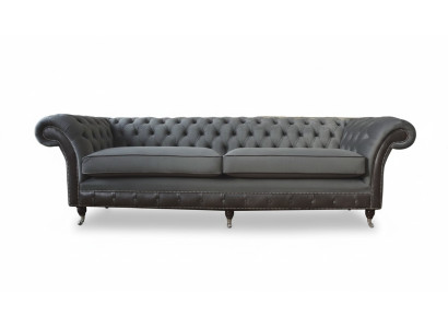 Ontwerp Bank Luxe Beklede bank Bank 4-zits Chesterfield Luxe Grijs