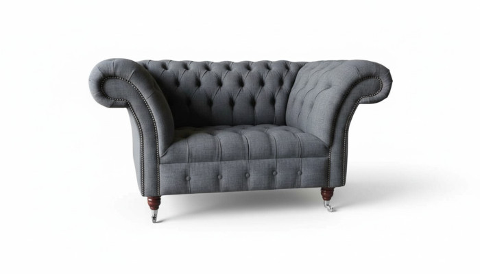 Chesterfield-design fauteuil Grijs gestoffeerd luxe textiel bankstellen 1-zits