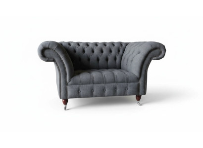 Chesterfield-design fauteuil Grijs gestoffeerd luxe textiel bankstellen 1-zits