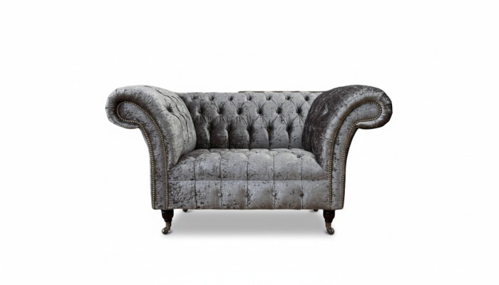 Chesterfield fauteuil ontwerp gestoffeerde bank Chesterfield textiel zilver