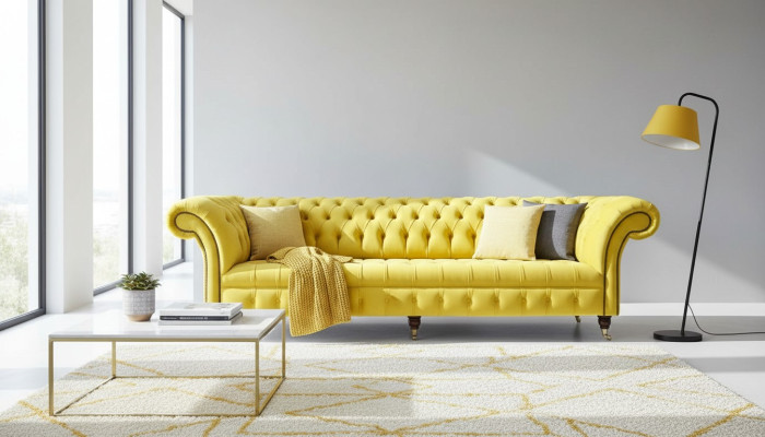 Sofa Viersitzer Chesterfield Design Sofas Möbel Wohnzimmer Couch Polster Sofa met vier zitplaatsen in Chesterfield-ontwerp Meubels Woonkamer Bank Bekleding