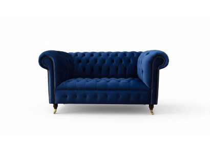 Chesterfield kantoor zitmeubelen inrichting bank bank 2-zits textiel blauw