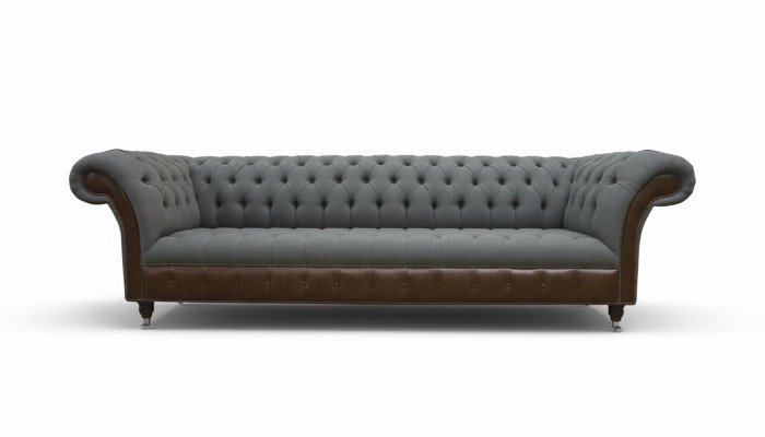 Engelse Chesterfield luxe textiele sofa 4-zits sofa gestoffeerd design stoffen banken
