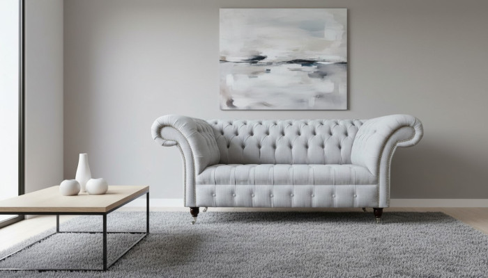 Chesterfield luxe 2-zitsbank gestoffeerde bankstel textiel stof bankstellen nieuw