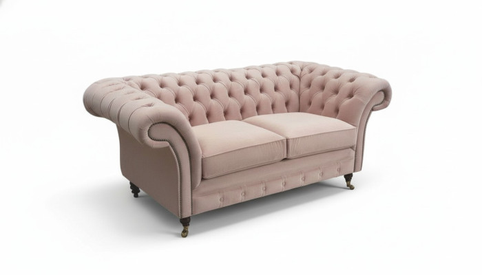 Sofa 2 zits bank gestoffeerde Chesterfield woonkamer design textiel nieuw