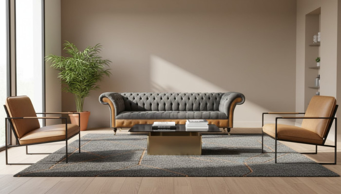Bankstel 4-zits Chesterfield luxe bank Big Couchen bekleding 300 cm Design