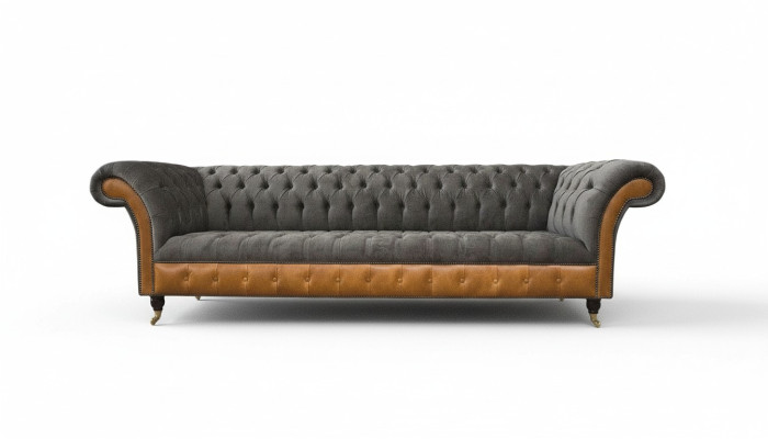 Bankstel 4-zits Chesterfield luxe bank Big Couchen bekleding 300 cm Design
