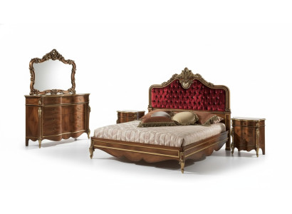 Slaapkamer meubels 5-delig set Bed 2x nachtkastje Kommode Klassiek Hout