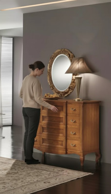 Slaapkamer commode met spiegel luxe modern meubelset 2-delig hout nieuw