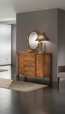 Slaapkamer commode met spiegel luxe modern meubelset 2-delig hout nieuw