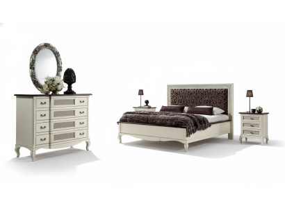Bed 2x bedside tables 5-piece. Italian furniture bedroom dresser wood