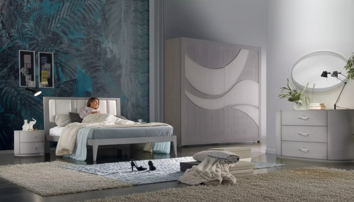 Slaapkamer Bed 2x Nachtkastjes Kledingkast Commode Luxe Set 5-delig.