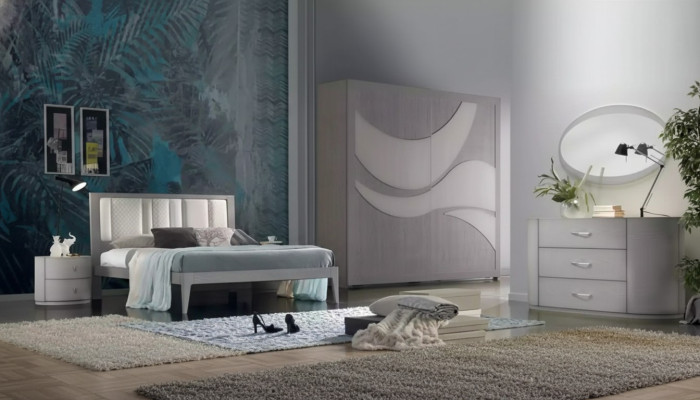 Slaapkamer Bed 2x Nachtkastjes Kledingkast Commode Luxe Set 5-delig.