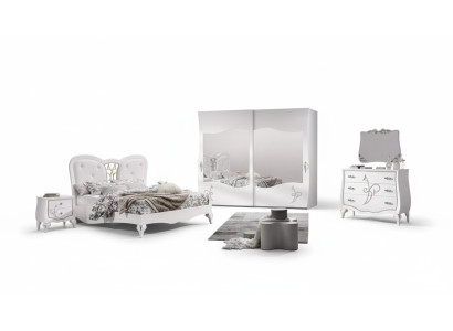 Slaapkamer 5-delige set Bed 2x Nachtkastjes Kledingkast Modern Meubels