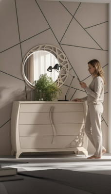 Stel dressoir spiegel ontwerper luxe console dressoir meubels hout beige.