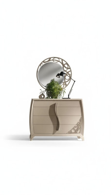 Stel dressoir spiegel ontwerper luxe console dressoir meubels hout beige.