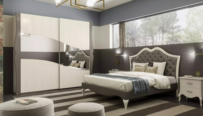 Ontwerp bedden slaapkamer bed 2x nachtkastjes modern luxe meubels 3-delig
