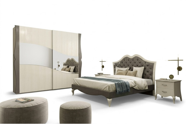 Ontwerp bedden slaapkamer bed 2x nachtkastjes modern luxe meubels 3-delig