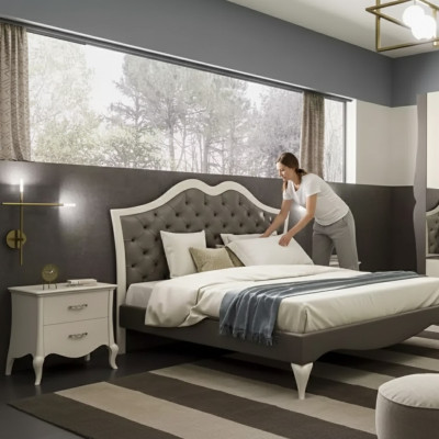 Bedroom set bed 2x bedside table Modern Italian furniture 3 pieces.