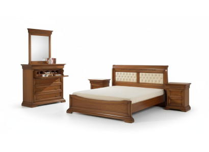 Bed Bed 2x Nightstands Wood Design Beds Bedroom 5 pcs. Sets