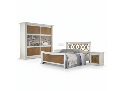 Slaapkamer meubels 3-delig set Bed Massief hout Nachtkastjes 2x Bedden Hout