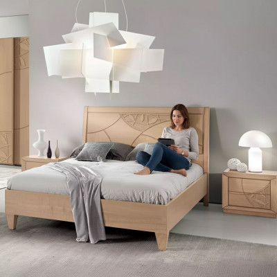 Ontwerp slaapkamer 3-delig. Bed 2x nachtkastjes Modern Luxe beddengoed set