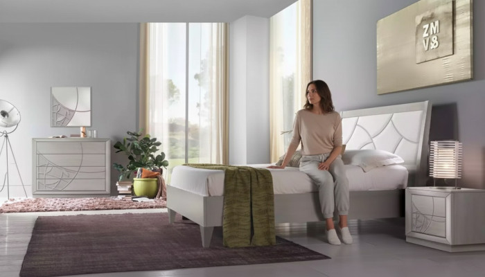 Slaapkamer set Bed 2x nachtkastjes Console Bedden Luxe bekleding 5-delig.