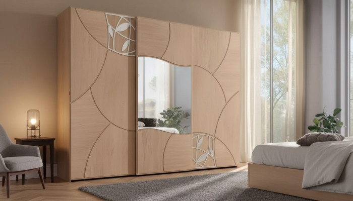Kledingkast schuifdeuren slaapkamer kast wand hout spiegel nieuw