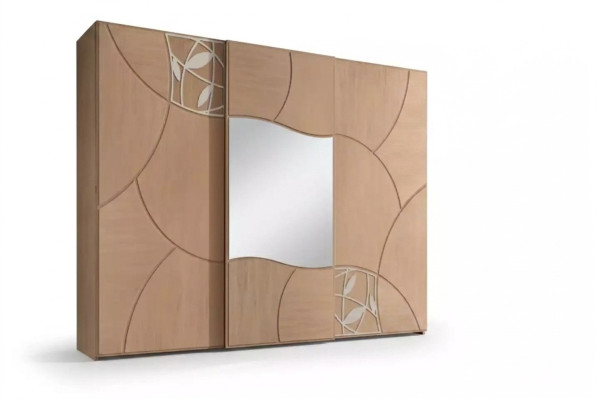 Kledingkast schuifdeuren slaapkamer kast wand hout spiegel nieuw