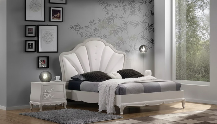 Slaapkamer 3-delige set Bed 2x Nachtkastjes Modern Design Grijs Bedden