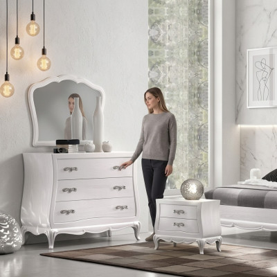 Ladekast met spiegel Houten laden Modern meubilair Slaapkamer Wit Nieuw