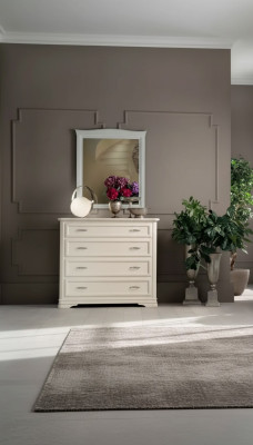 Commode met spiegel Hout Commodes Meubels Modern Kast Beige 2 delig.Nieuw