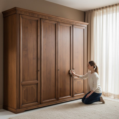 Kledingkast Kast Luxe Houten Designmeubelen Slaapkamer Bruin Nieuw