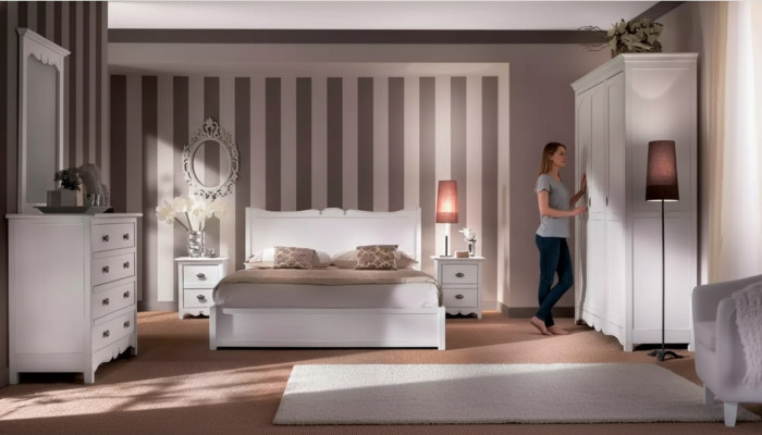 Modern slaapkamer bed 2x nachtkastjes commode kast set